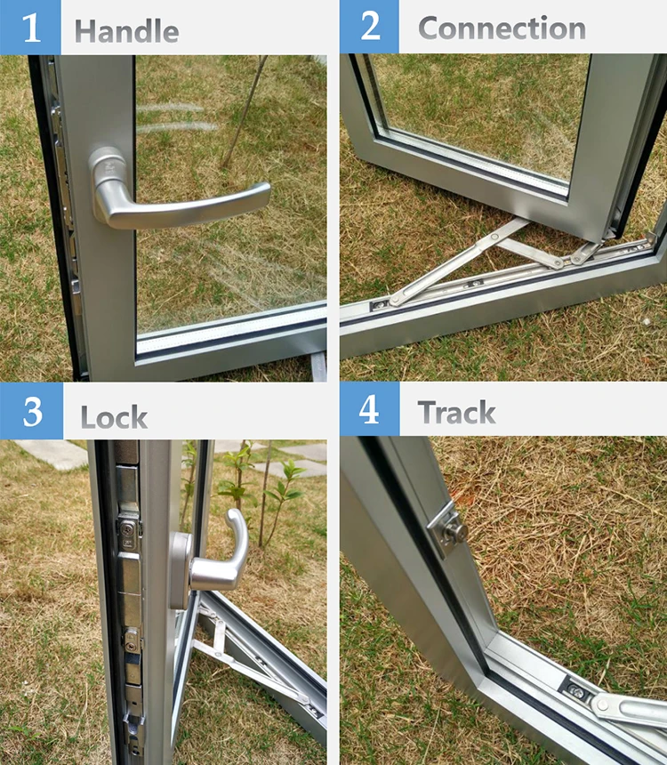 Home security custom swing opening aluminum window glass with lock