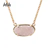 Custom wholesale stainless steel crystal cluster druzy pendant necklace for mother's day souvenir