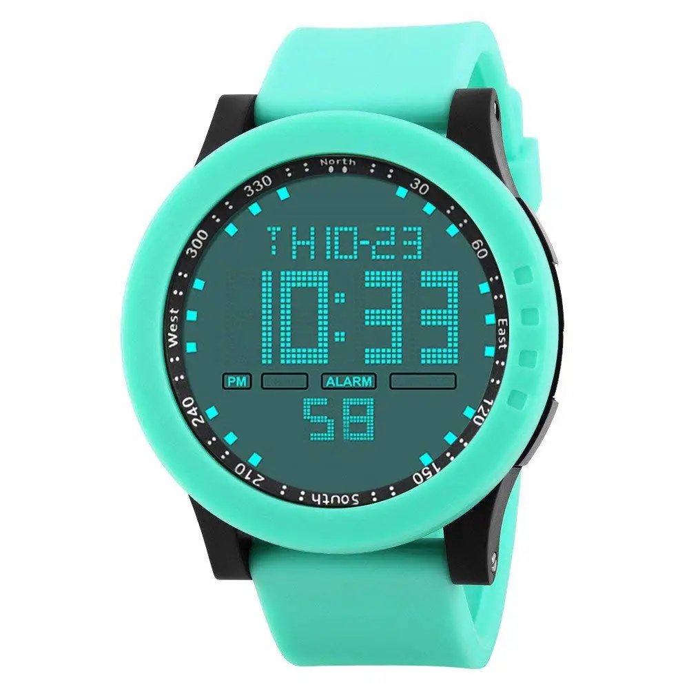 COOKI Mens Digital Sports Watches Waterproof Large Face LED Screen Military Watches and Casual Waterproof Luminous Simple Army Watch Stopwatch Alarm, Mens Watches on Sale Clearance