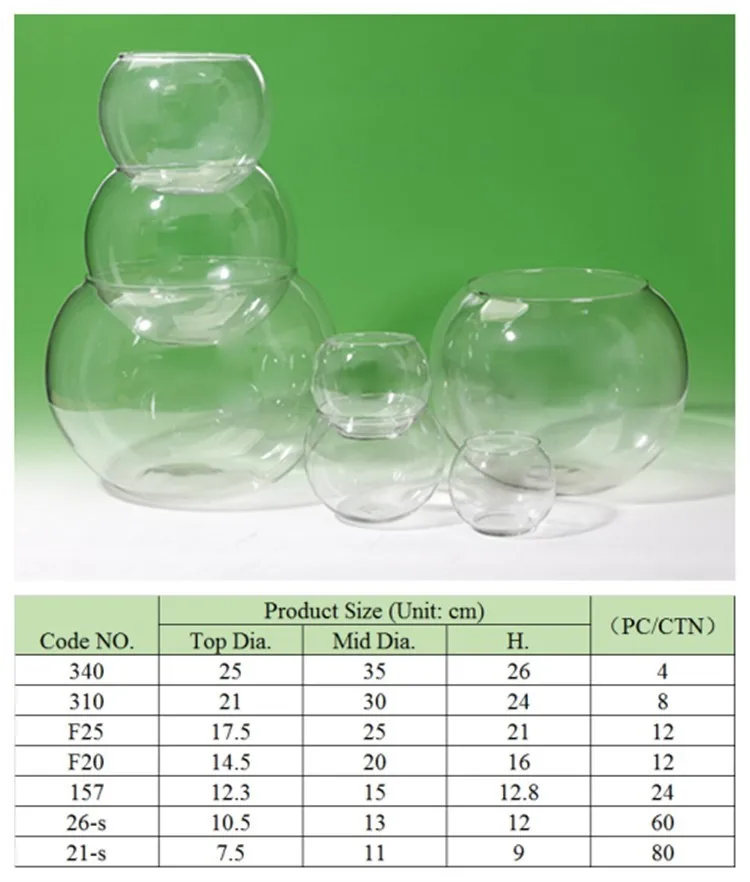 High Quality Desktop Multishaped Clear Mini / Large Glass Fish Bowl