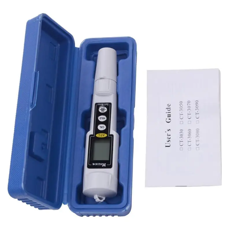 Máy đo muối cầm tay chính xác mới Máy đo muối CT-3080 Chất lượng nước Máy kiểm tra độ mặn kỹ thuật số Máy đo độ ẩm kỹ thuật số