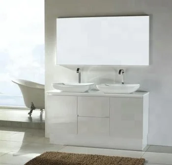 Modern White Mdf Double Basins Bathroom Make Up Vanity Base