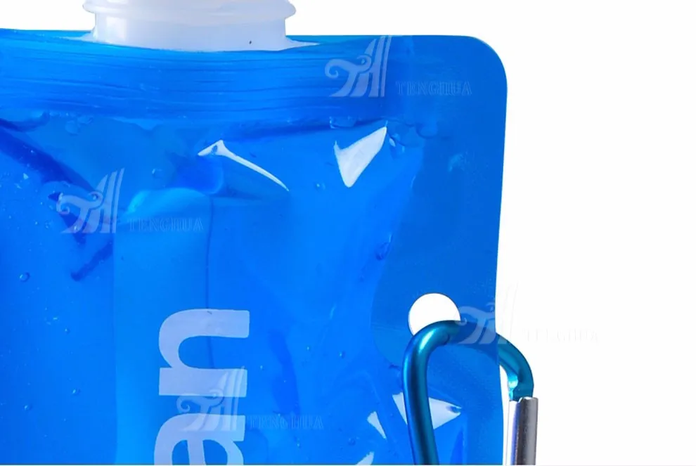 plastic 500 ml foldable water bottle , drinking water bag