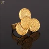 U7 Brand Ring 18k Gold Plated Islamic Big Coin Muslim Arabic Money Religious Pattern Vintage charm Rings For Women/Men Jewelry