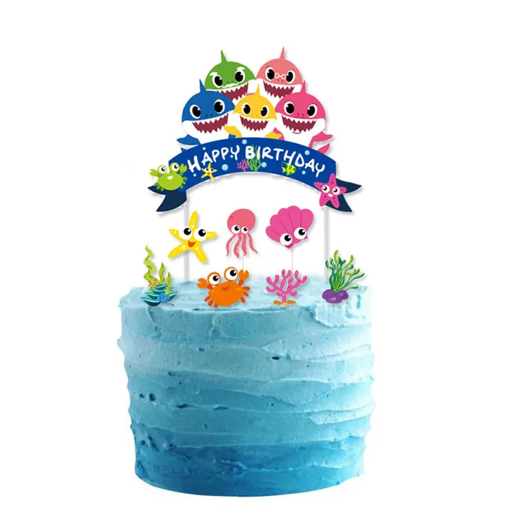 Hot New Shark Theme Baby Birthday Party Decoration Kits Happy Birthday Banner Cake Topper Buy Baby Birthday Party Decorations Happy Birthday Banner Shark Theme Party Decorations Product On Alibaba Com