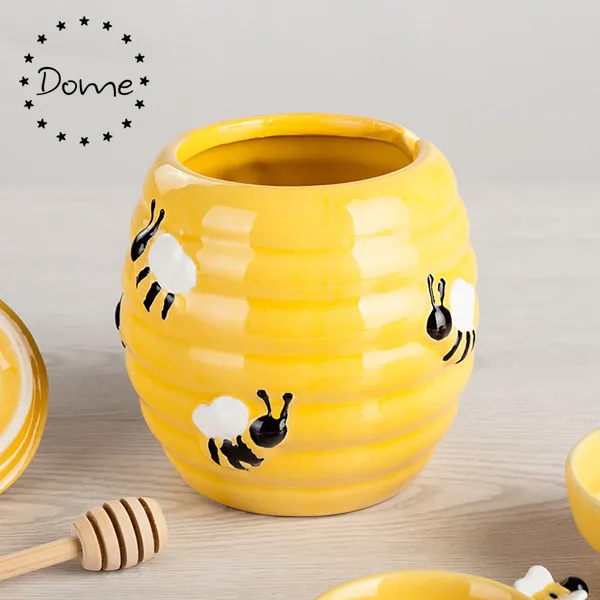 Download Best Gifts Yellow Ceramic Beehives Honey Jar With Dipper View Honey Jar Dome Product Details From Fujian Dehua Dome Arts Crafts Co Ltd On Alibaba Com PSD Mockup Templates