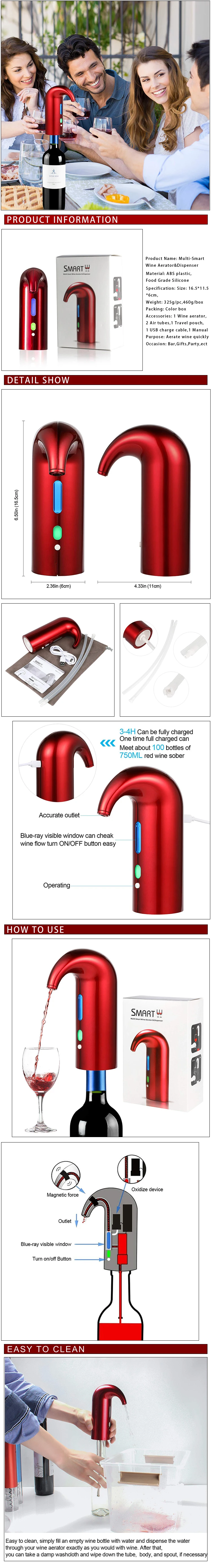 Multi-Smart Wine Aerator Dispenser Rechargeable Wine Decanter