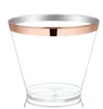 Disposable Fancy Rose Gold silver Rim 50 count Plastic Cups For Party tumblers,Wedding 7oz 9 oz 10oz 12oz