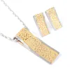 Yiwu Aceon Stainless Steel two colors sandblast gold hollow laser cut jewelry set