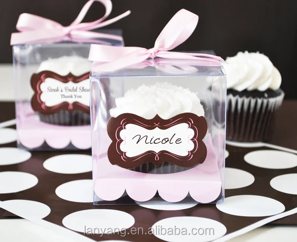 Clear Cube Favour Box PVC Acetate Transparent Chocolate Sweets Cup Cake Wedding 