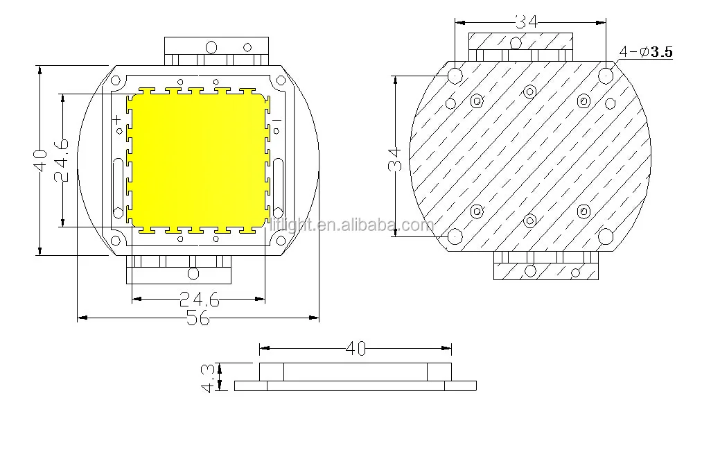 COB 100W dual CCT size