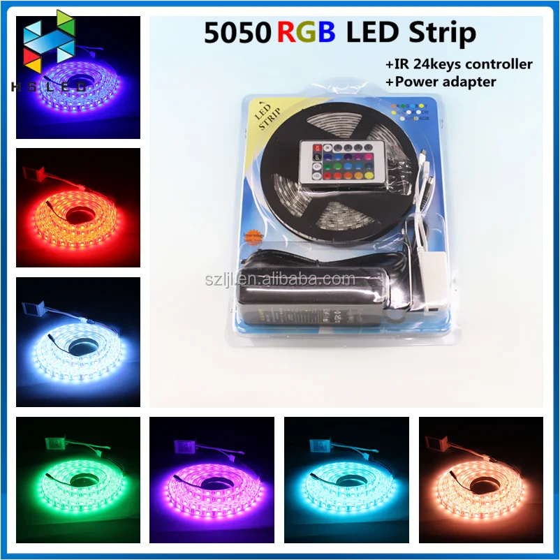 Best quality 5050 SMD RGB LED flexible strip blister Kit 5M led strip rgb
