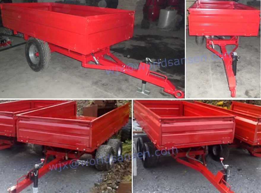 Double Axle 4 Wheel Garden Tractor High Quality European Hydraulic Dump Trailer For Sale,Double