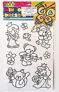 Princess, Bird & Teddy Bears DIY Coloring Stained Stickers For Kids Art and Crafts For Kids Window Clings Family Activities Fun Crafts For Kids Art Projects Removable Windows Stained Glass Decals