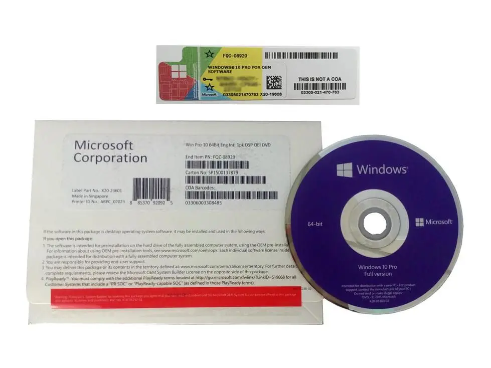 Amazon Hot Sale Windows 10 Professional Oem Dvd Package Full Version
