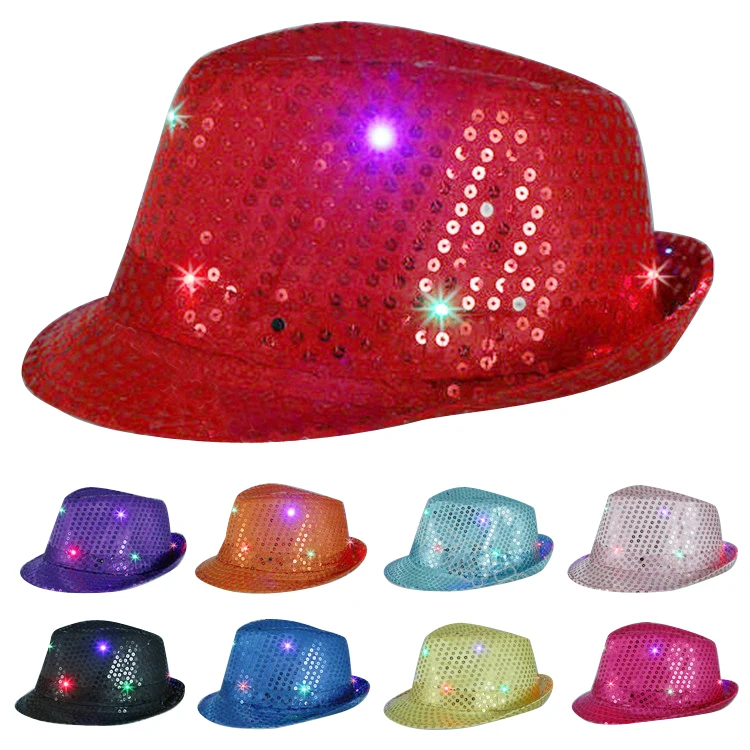 9 Led Colorful Light Up Cowboy Hat,Jazz Hat Performance Led Light Up ...