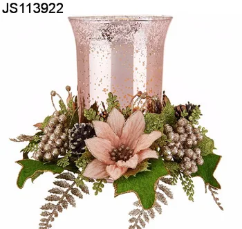 Christmas Candle Rings With Glass Candle Holder And Flower Wreath For Taper Candles Buy Christmas Candle Rings Product On Alibaba Com