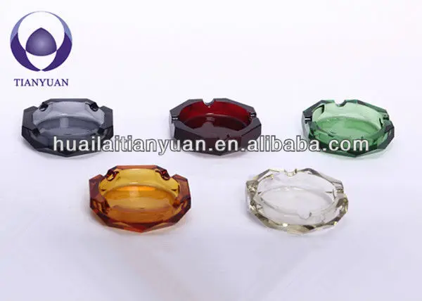 color optional elegent hexagon shaped pressed glass ashtray manufacturer in china