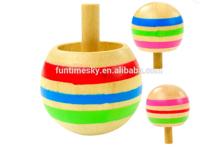 2021 Latest Style Kids Play Cute Mini Wooden Spinning Tops At11949