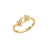 Dainty Fashion Stainless Steel Yellow Gold Plated Ring Jewelry Flower Ring for Women Girls