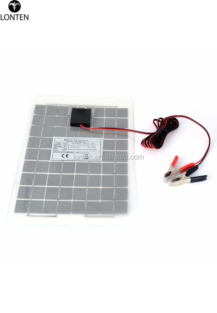 1pc 10W 12v Polycrystalline Solar Panel Battery Module+ Alligator Clips With 4m Cable For Electric Fans Solar Water Pumps