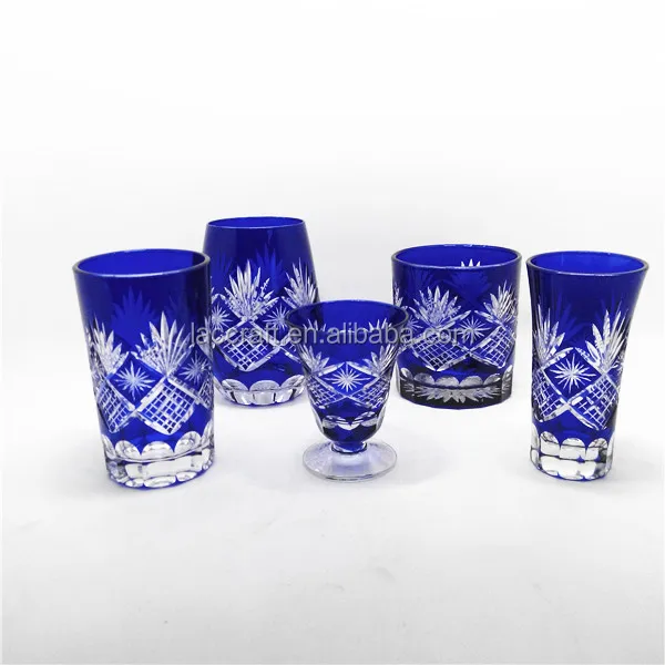 blue glass cups