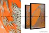2 Panels Abstract Wall Painting with Fish Object for Interior Design Decoration
