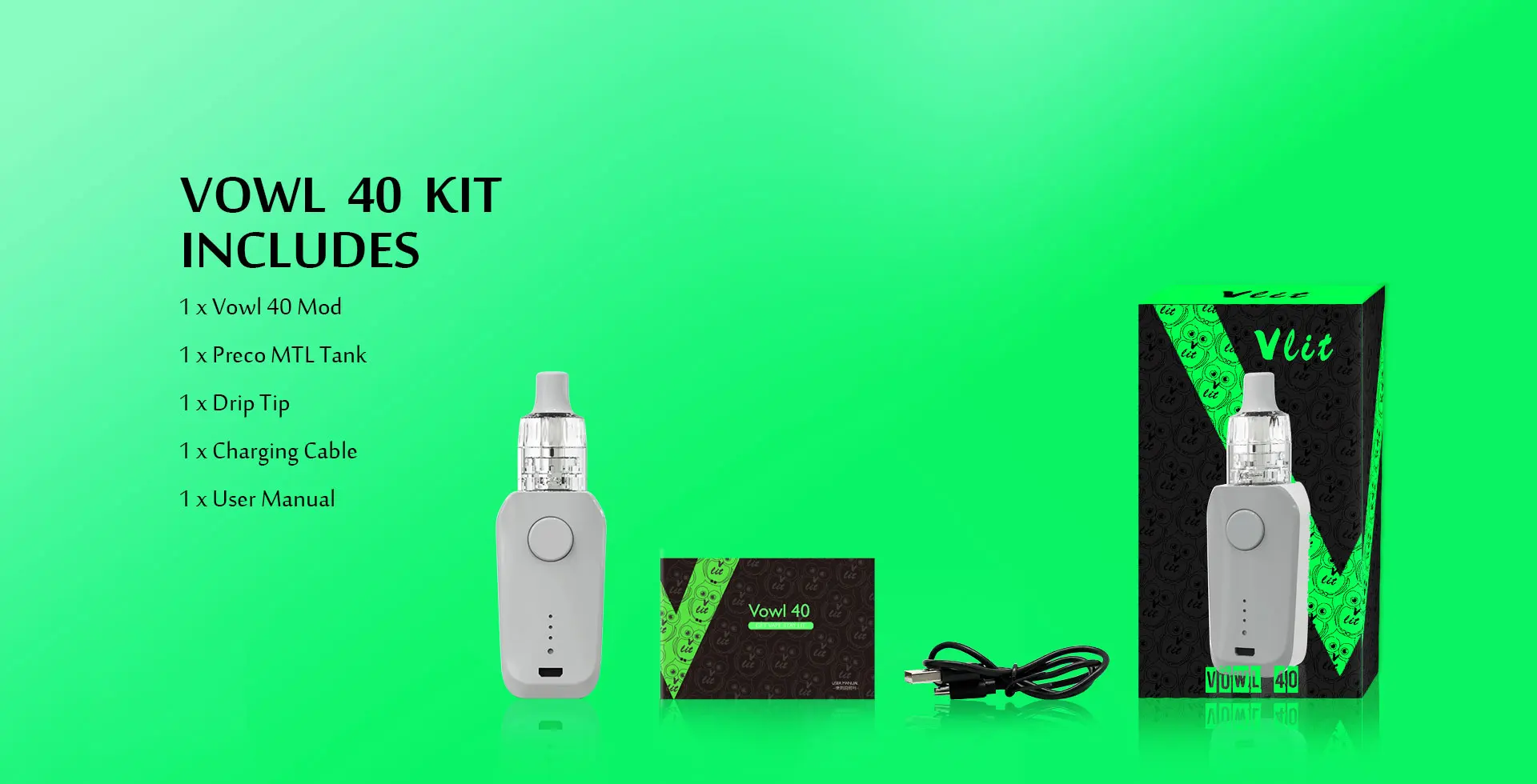 Newest amazon electronic cigarette vape starter Vlit Vowl 40 kit with Preco MTL tank vape pen electronic cigarette