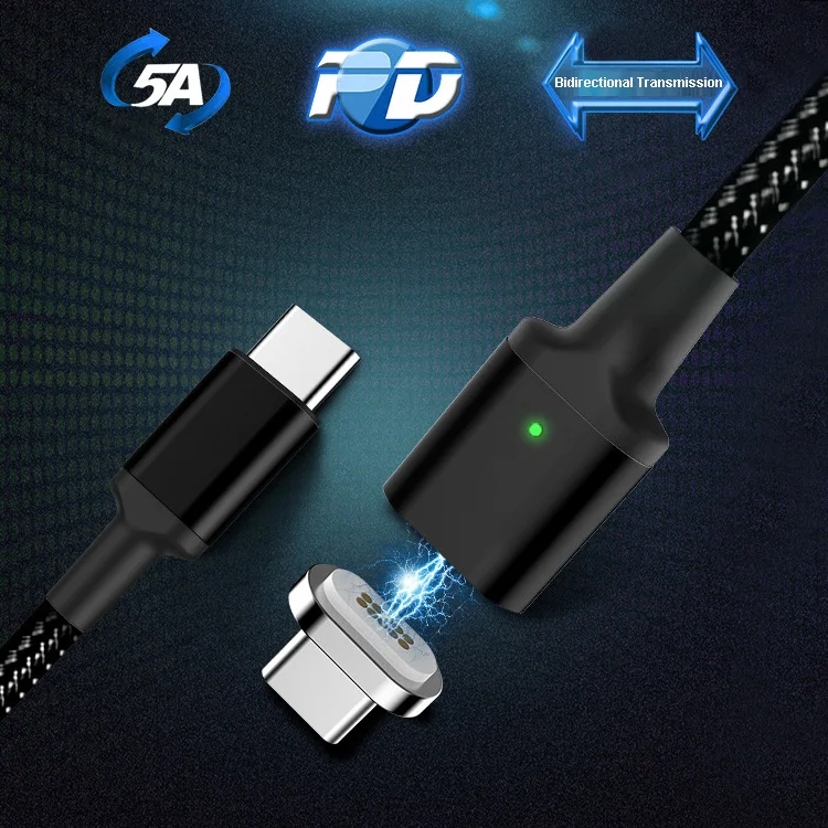 Max 5A 100W 6ft Type C Charger Data Cable PD QC 3.0 USB-C to USB-C Magnetic Charging Cable for MacBook - ANKUX.COM