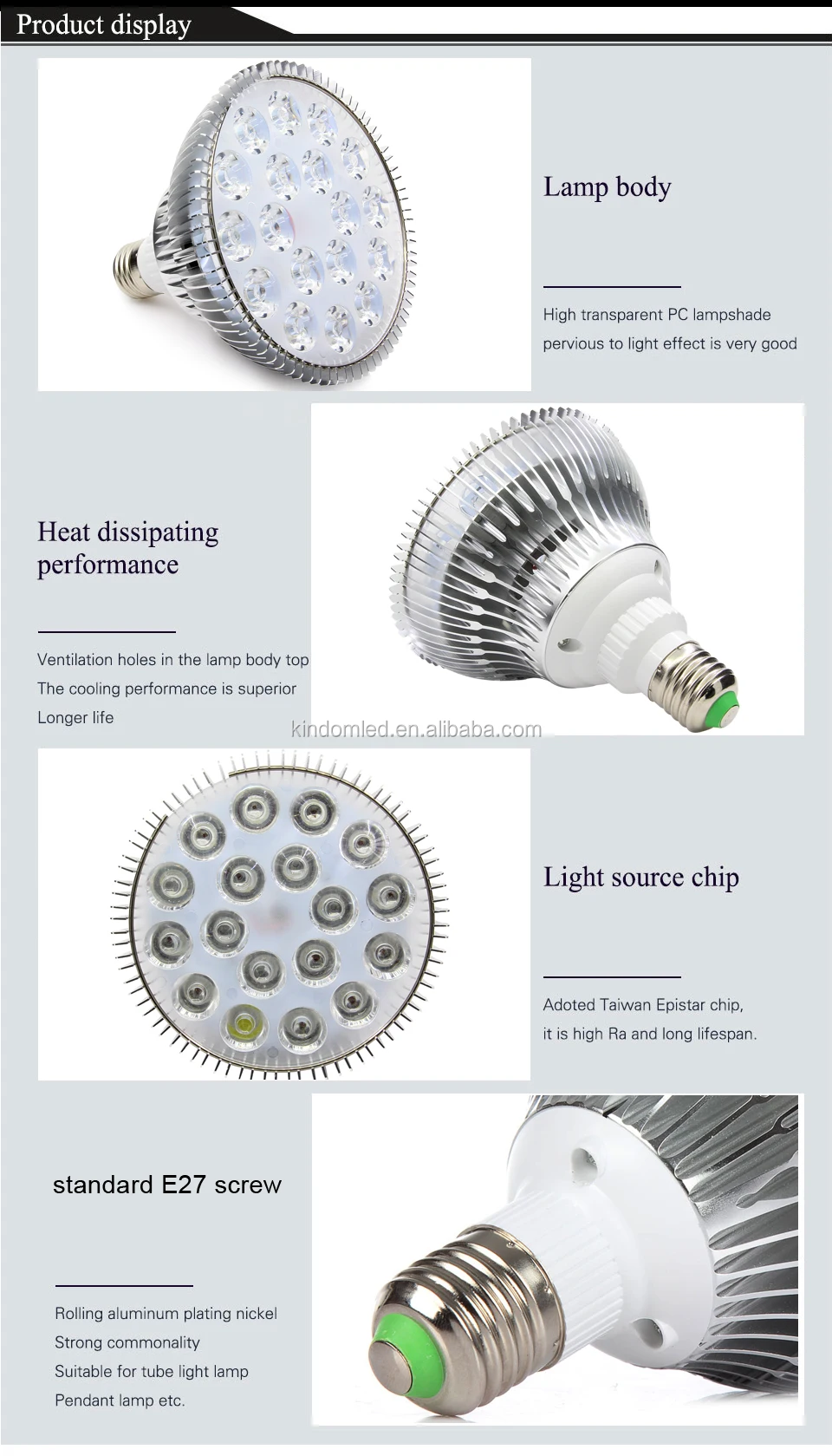 New product cheap full spectrum E27 Par38 54W LED grow light for greenhouse parlight