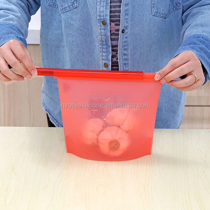 Food grade BPA free reusable silicone ziplock food storage preservation bag