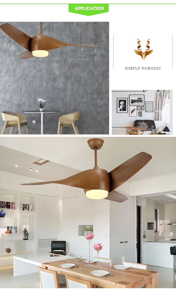 Hot sale 52 inch three Blades Indoor wood blades ceiling fans Pendant Lights