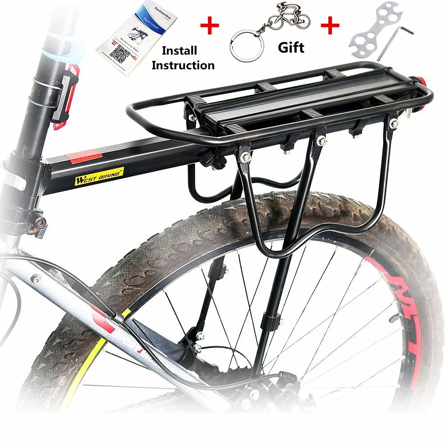 Bicycle Rack Bike Luggage Carrier Rear Racks Reflector Shelf Cycling Seat Stand 