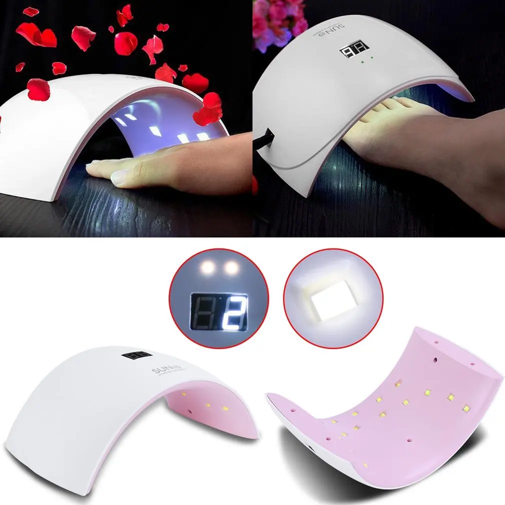 Elite99 24W Nail Gel Polish Lamp,with LCD Display,Infrared Sensor,USB Charging Nail Dryer Nail Art Painting Curing,Suitable for Hands and Feet LED Phototherapy Manicure Tool Pink