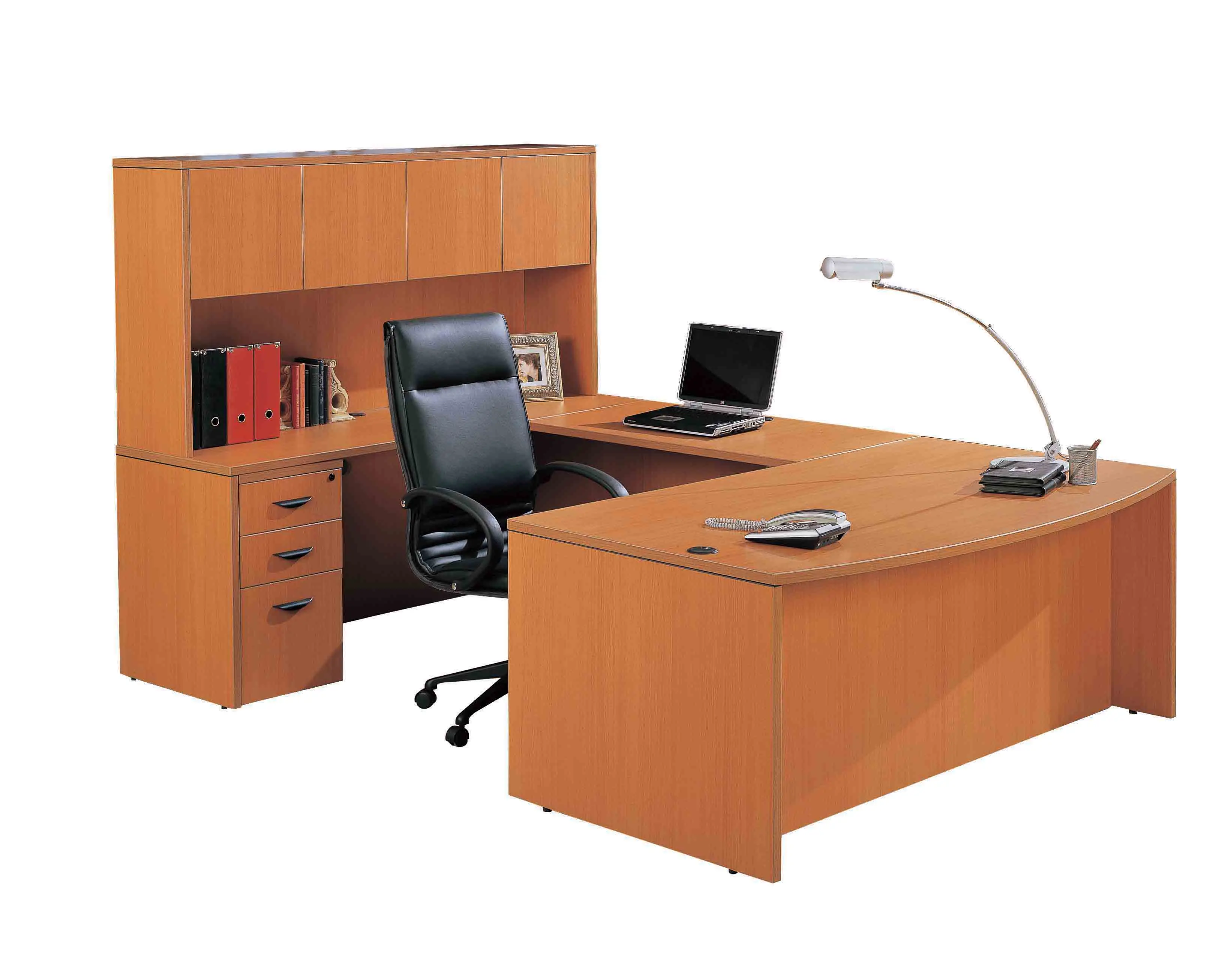 Laminte Office Furniture U Shaped Desk With Hutch High Quality