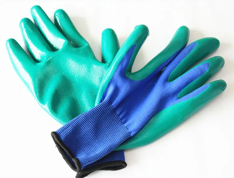 13 Guage Green Nylon Lining Latex 3/4 Dipped Wholesale Gloves Buy