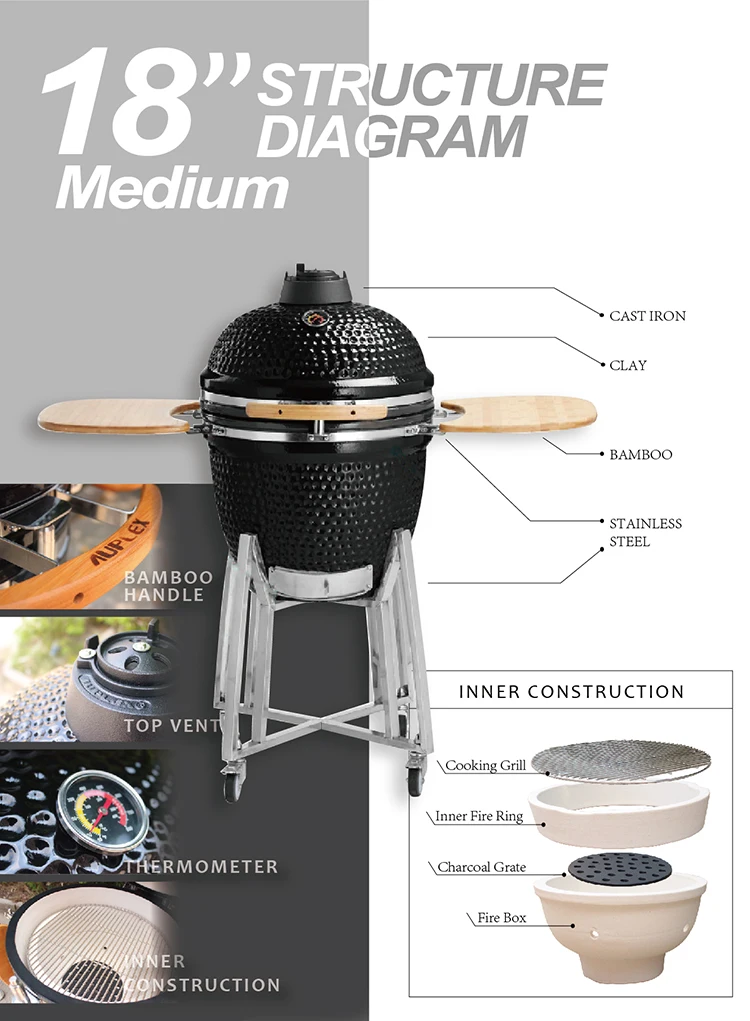 Barbecue Grill 18 Inch Big Black Ceramic Kamado Grill Buy Ceramic