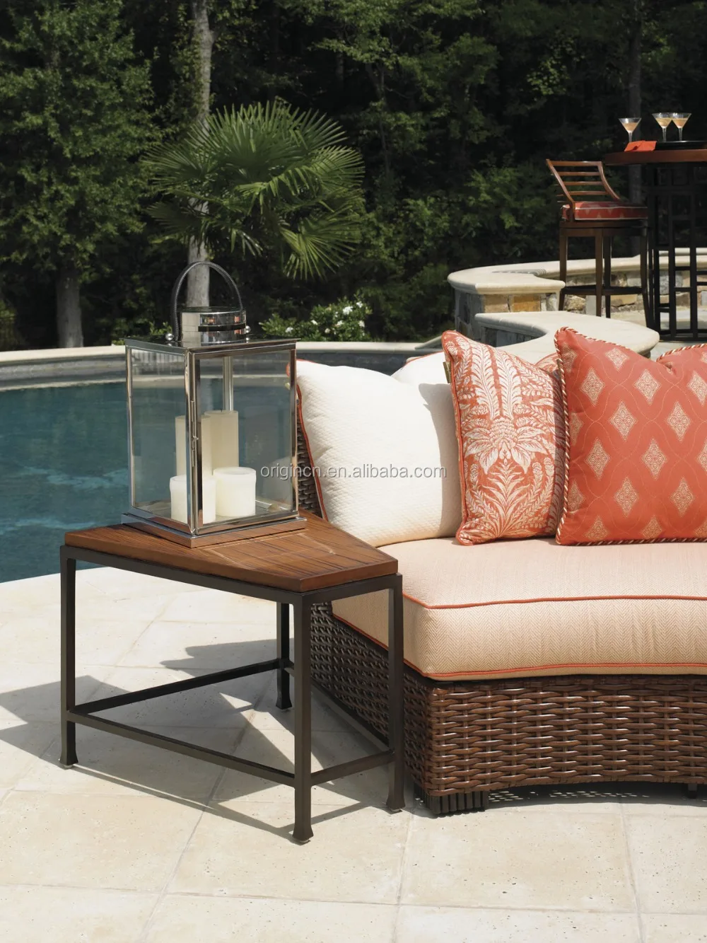 Latest Design Luxury Delicate Curved Wicker Patio Sofa Set Rattan