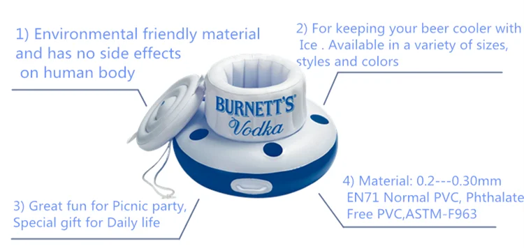 floating inflatable ice beer and drink bucket with cover