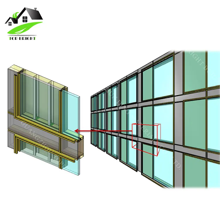 Factory Price China Exterior Cladding Unitized Glass Curtain Wall Supplier