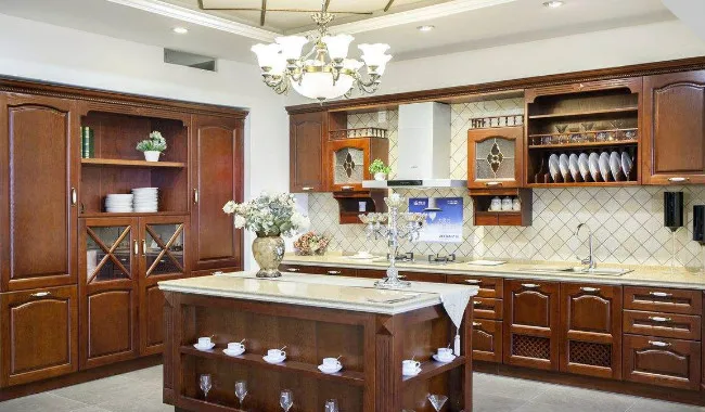 Classical european solid wood kitchen cabinet