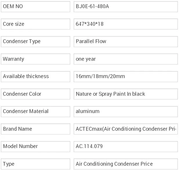 Auto Ac Condenser For Mazda Family Air Conditioning Condenser Price