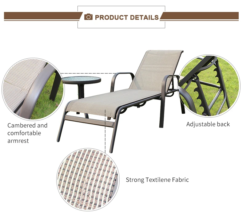 Good Quality Aluminium Backyard Sun Lounger Beach Sunbathing Chair