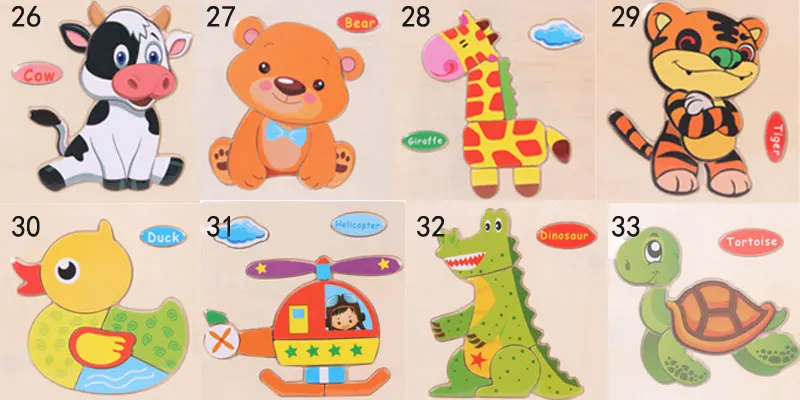 Grosir Hot Jual Kartun Hewan Kayu Jigsaw Puzzle Untuk Bayi Buy