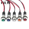 High Quality pilot light 12mm metal waterproof led red green blue signal indicator light 12v 24v with 20cm wire