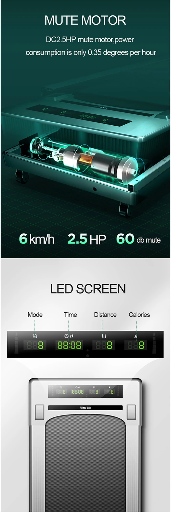 Motorized Cheapest Dc1.0hp Under Desk Mini Indoor Walking Treadmill Running Machine Walking Pad