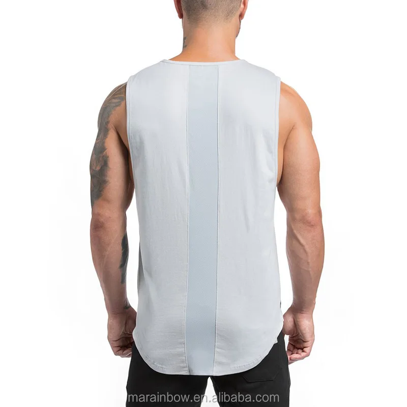 New Design Performance Tank Top With Mesh Panel Back Mens Longline