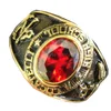 fashion style high school class ring with custom slogan engraved ruby setting