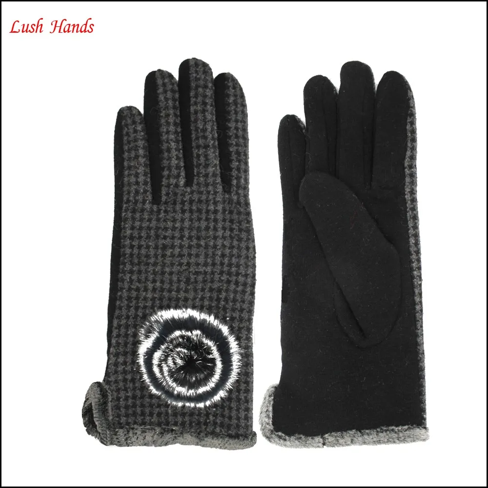 2016 ladies fingered touch-screen spandex velvet gloves for wholesale