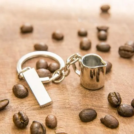popular coffee keychain coffee tamper/pot keyring as coffee gift